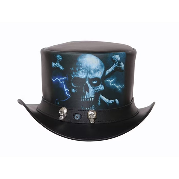 Steampunk Gothic Evil Eye Skull Leather Top Hat