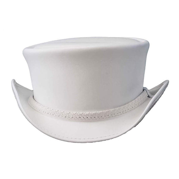 Steampunk Ghost Rider White Leather Top Hat
