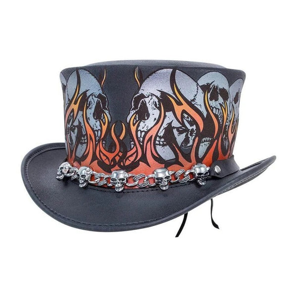 Burn In Hell top hat leather hat leather top hat gothic top hat men's top hat steampunk top hat custom top hat