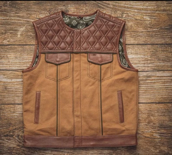 Leather Vest Brown Leather Vest Denim Vest Leather Men Vest Biker vest Motorcycle Vest Men Motorcycle Gifts For Men Braided Vest