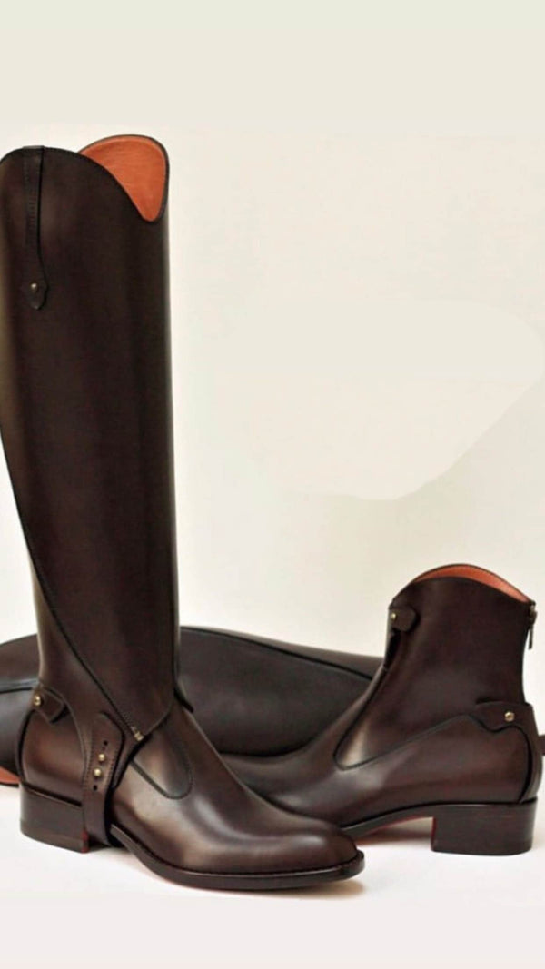Classic Brown Riding Boots for Women - Knee High Leather Boots for Horse Riding Vintage Style Brown Riding Boots - Tall Leather Boots