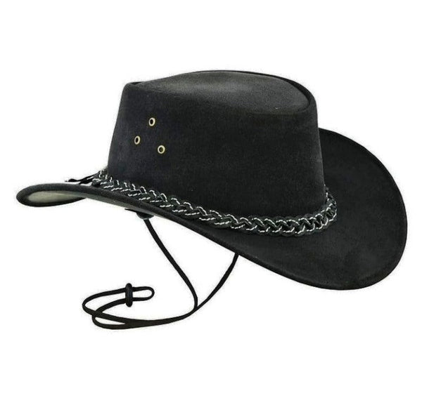 Cowboy Hat Outback Hat Unisex Western-Style Hat For Men Black Suede Hat For Women Gift For Him Gift For Her