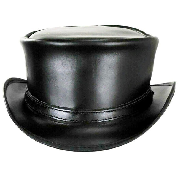 Black Leather Top Hat El Dorado Top Hat Leather Top Hat Bikers Hat Motorcyclists Hat Gift For Him Gift For Her Steampunk Hat