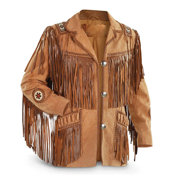 Classic Brown Suede Leather Western Jacket