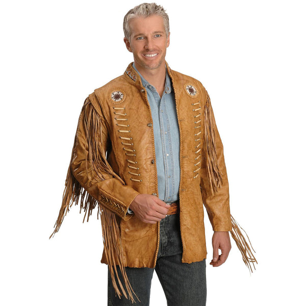 Authentic American Native Fringed & Beaded Leather Western Jacket