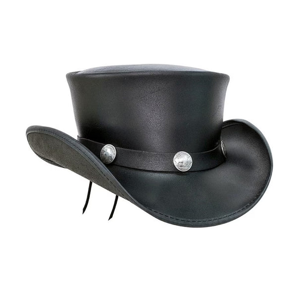 Black Pale Buffalo Band Smokey Shaded Leather Top Hat