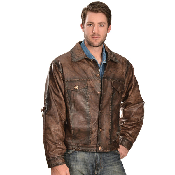 Country Side Brown Wax Western Leather Jacket