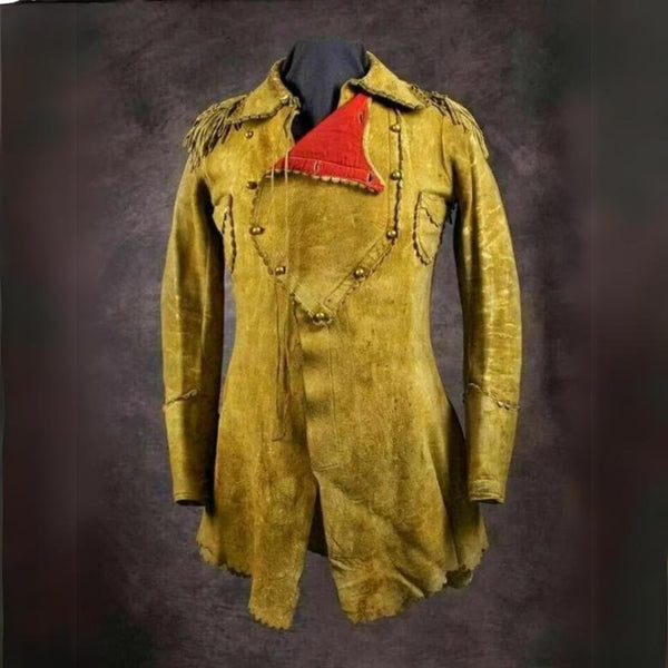 Men's Native American Handmade Rare Buckskin Leather Jacket Coat War Shirt Brand New Western Jacket