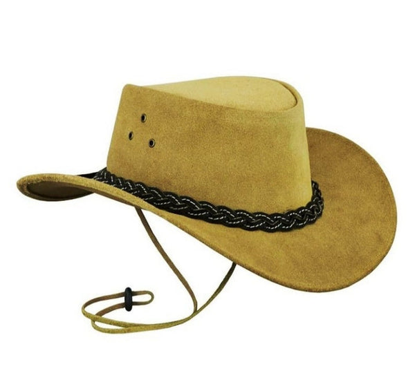 Cowboy Hat Outback Hat Unisex Western-Style Hat For Men Skin Color Suede Hat For Women Gift For Him Gift For Her